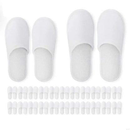 MXMF Disposable Slippers 12 Pairs Closed Toe Disposable Slippers Fit Size for Men and Women for Hotel Spa Guest Used(White)