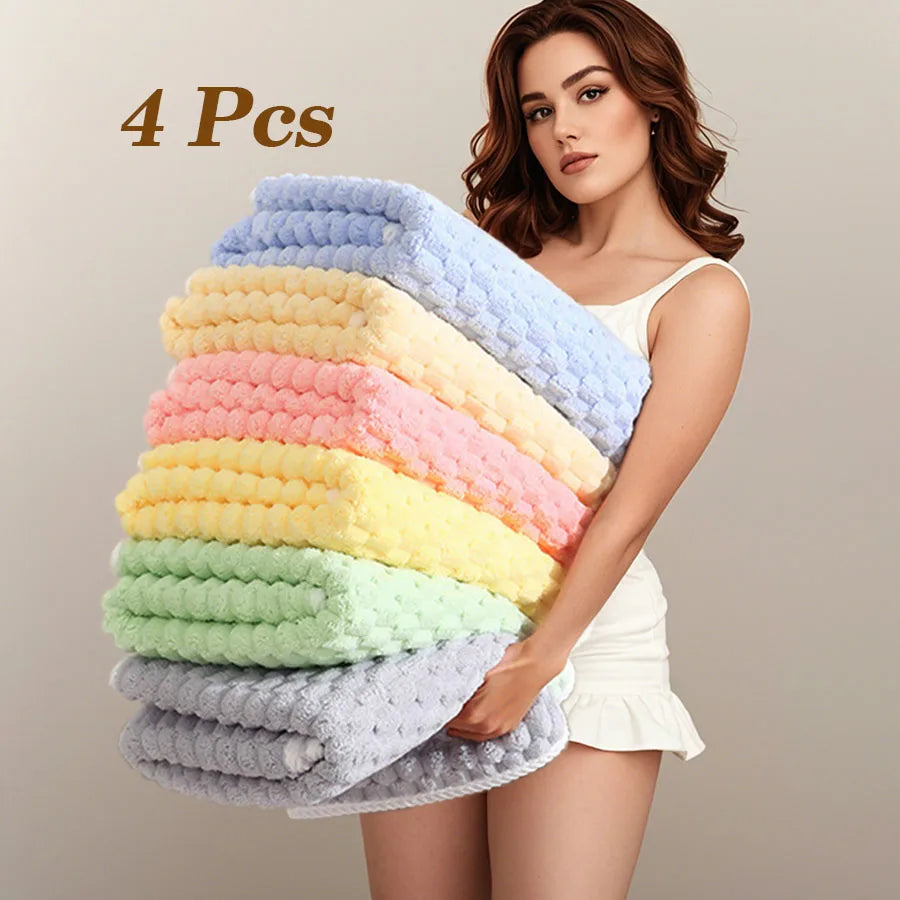 4 Counts Microfiber Bath Towels, 80% Polyester 20% Polyamide, Super Absorbent & Soft, Quick Dry, for Bathroom, Spa, Gym, Travel