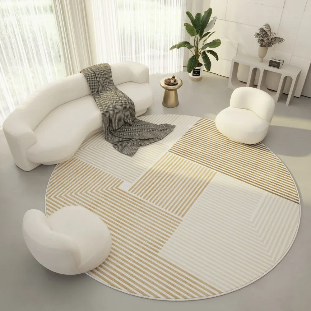 VIKAMA New Round Carpet Living Room Thickened Simple Design Suitable for Bedroom Swivel Chair and Coffee Table Decoration