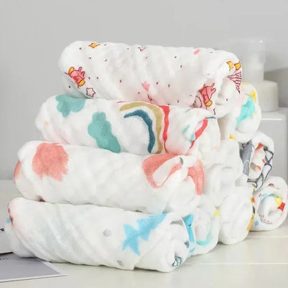 Muslin 6 Layers Cotton Soft Baby Towels Baby Face Towel Handkerchief Bathing Feeding Face Washcloth Wipe Burp Cloth Hand Towel