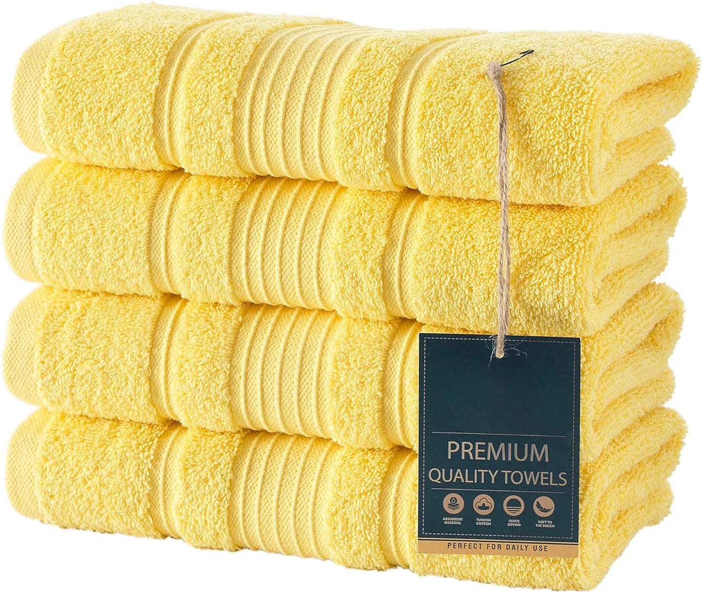 4 piece towels, 100% Turkish cotton quality bathroom towels