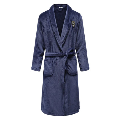 Plus Size Thick Flannel Men Robe Kimono Bathrobe Gown Coral Fleece Sleepwear Home Clothes Autumn Winter Nightwear Lounge Wear