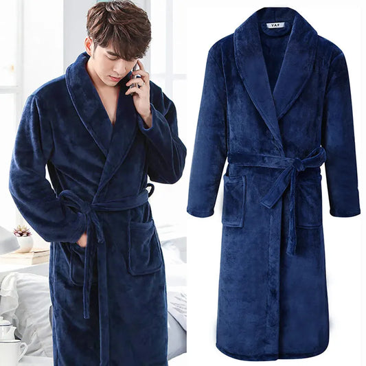 Large Size 3XL Flannel Robe Kimono Bathrobe Gown Winter Coral Fleece Sleepwear Nightwear Loose Thickened Home Wear Loungewear