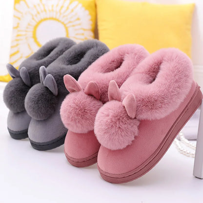 Pallene Warm Fuzzy Fluffy Slippers For Women 2024 Winter New Indoor Non-slip Plush Slides Indoor Soft Comfort Home Cotton Shoes