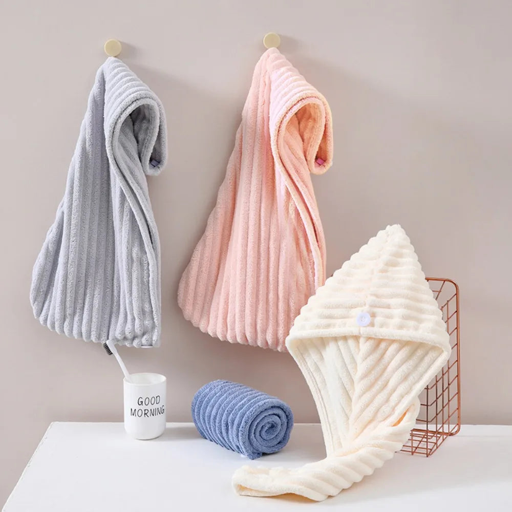 Quick-dry Hair Towel Women Hair Drying Hat Cap Hat Bath Hat Microfiber Solid Towel Cap Super Absorption Turban Hair Dry Cap