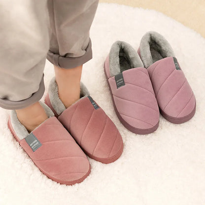 Large 46/47 Men Winter Warm Furry slippers Couples Casual Bedroom Outdoor Thick Sole Non-Slip Slides Fashion Shoes For Men