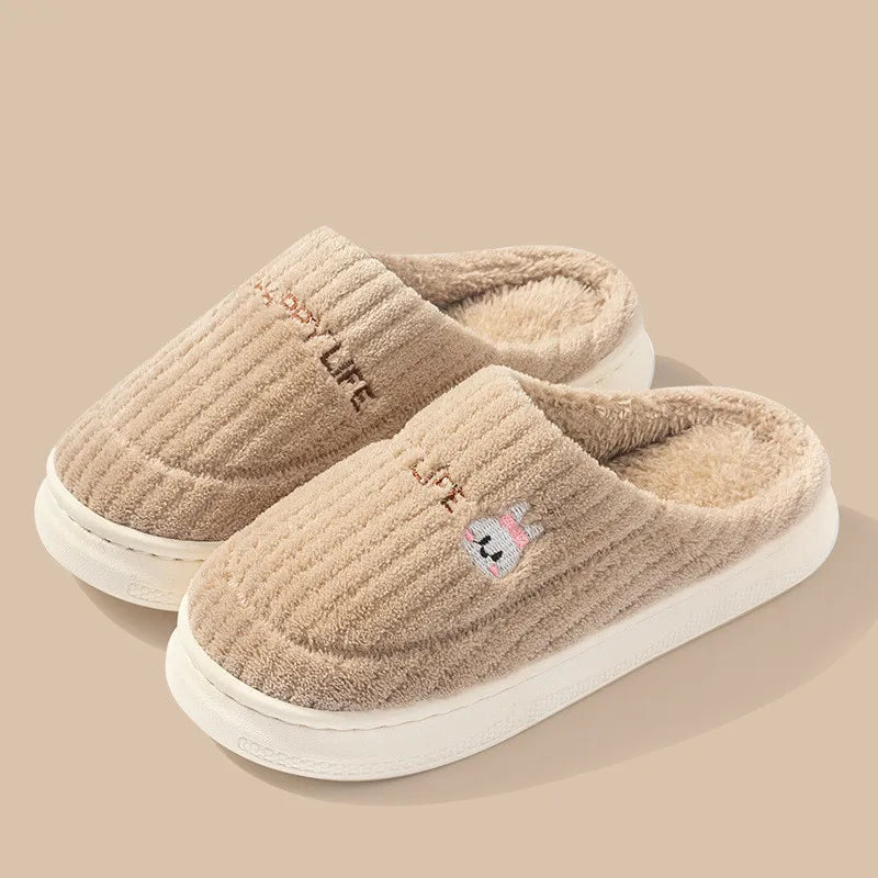 Cotton Slippers for Women Suitable for Home Use Indoor Anti Slip Confinement Shoes Thick Soled Warm for Couples Men Slippers