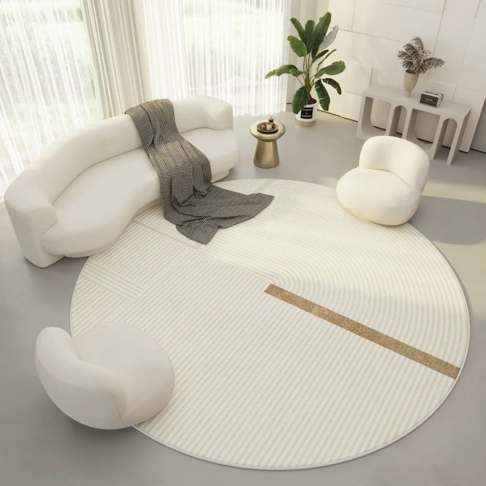 VIKAMA New Round Carpet Living Room Thickened Simple Design Suitable for Bedroom Swivel Chair and Coffee Table Decoration