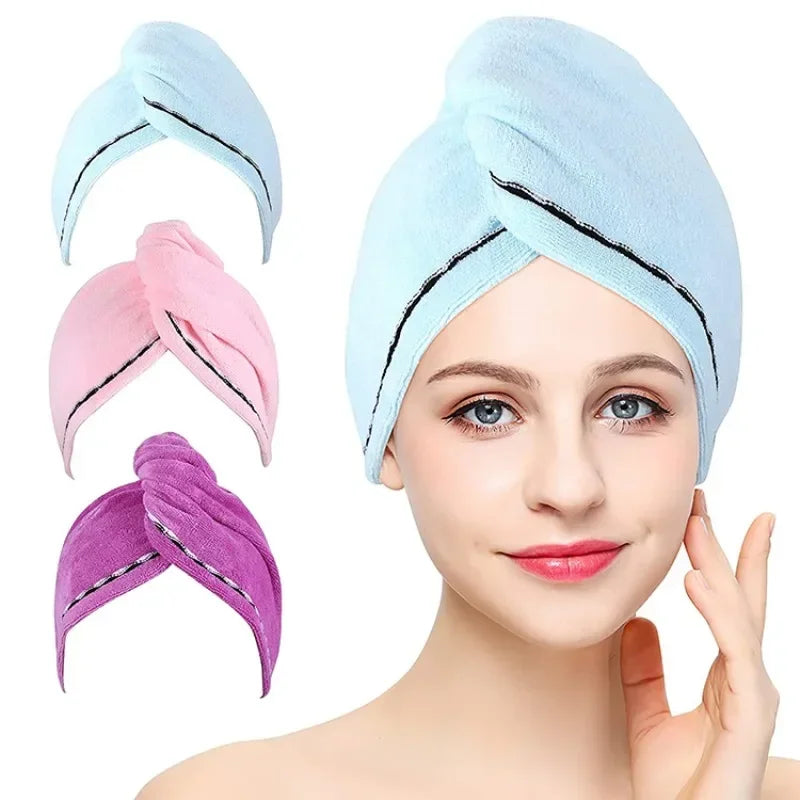 Quick-dry Hair Towel Women Hair Drying Hat Cap Hat Bath Hat Microfiber Solid Towel Cap Super Absorption Turban Hair Dry Cap