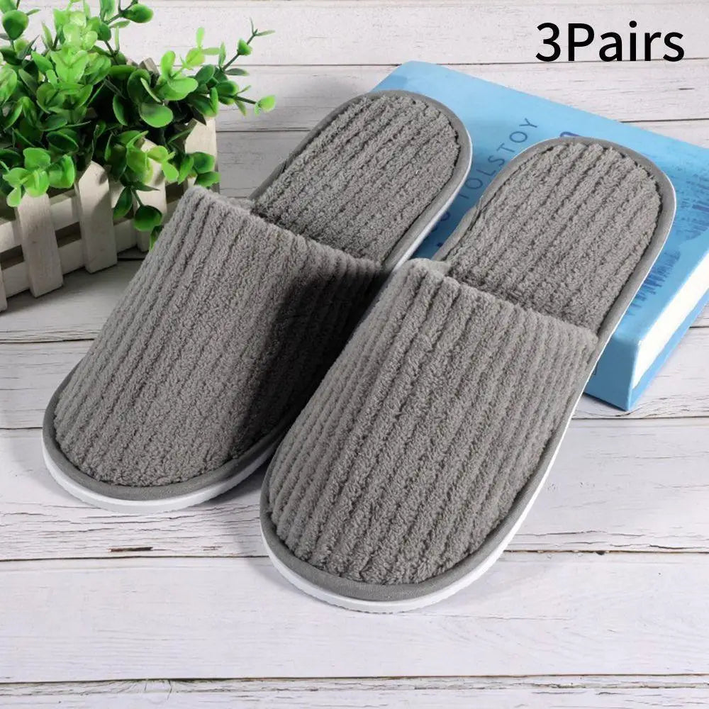 3 Pairs/Set Closed Toe Non-slip Hotel Slippers High Quality Disposable Hotel Bathroom Slippers Indoor Guest Travel Slippers Hot