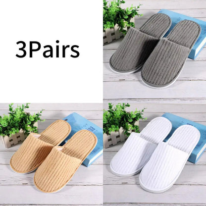 3 Pairs/Set Closed Toe Non-slip Hotel Slippers High Quality Disposable Hotel Bathroom Slippers Indoor Guest Travel Slippers Hot