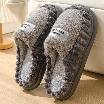 EVA Soft Sole Fluffy Slippers Women Winter Thick Warm Fur Anti-Slip Comfortable In Door Fashion