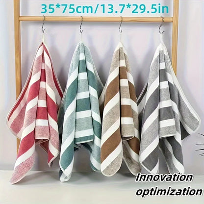 4pcs Coral Fleece Towel Set, Contemporary Striped, Super Soft, Quick-Dry, 13.7 x 29.5 Inches - Perfect for Bathroom