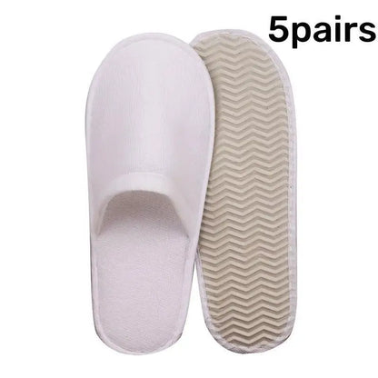 5Pairs Disposable Slippers Hotel Travel Slipper Party Home Guest Men Women Unisex Closed Toe Anti-slip Slippers Sanitary Sandals