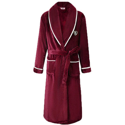 Plus Size Thick Flannel Men Robe Kimono Bathrobe Gown Coral Fleece Sleepwear Home Clothes Autumn Winter Nightwear Lounge Wear