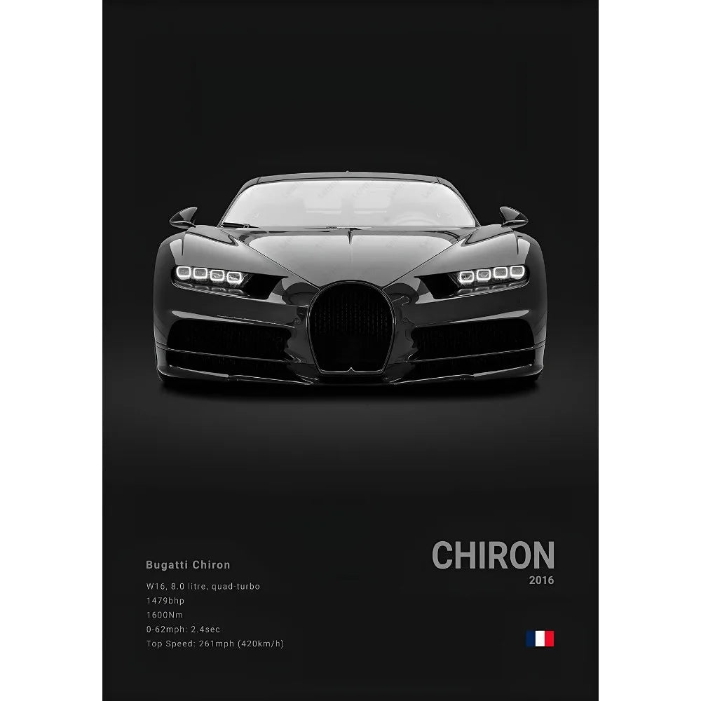 Black Supercar Cool B-BugattiS V-Veyron CHIRON DIVO BOLIDE Poster Home Living Room Wall Art Garage Room Decor