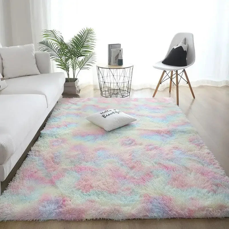 Pink Bedroom Carpet For Children's Room Cute Girls Floor Soft Mat Living Room Decoration White Fluffy Large Kids Bedside Rugs