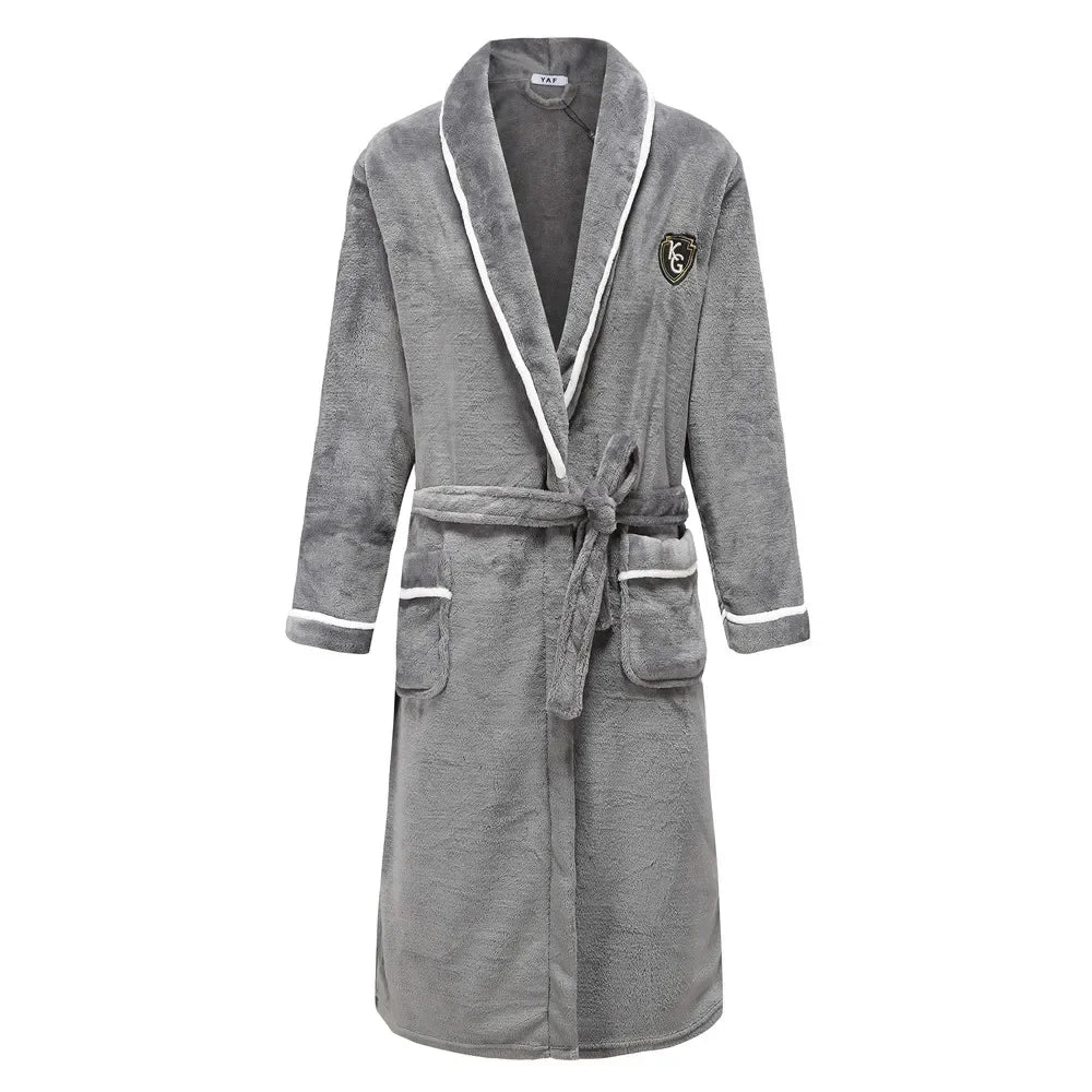 Winter New Coral Fleece Sleepwear Couple's Sleeping Robe Women's Home Clothes Bathrobe Men's Oversize Flannel Thickened Yukata