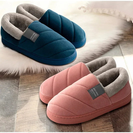 Large 46/47 Men Winter Warm Furry slippers Couples Casual Bedroom Outdoor Thick Sole Non-Slip Slides Fashion Shoes For Men