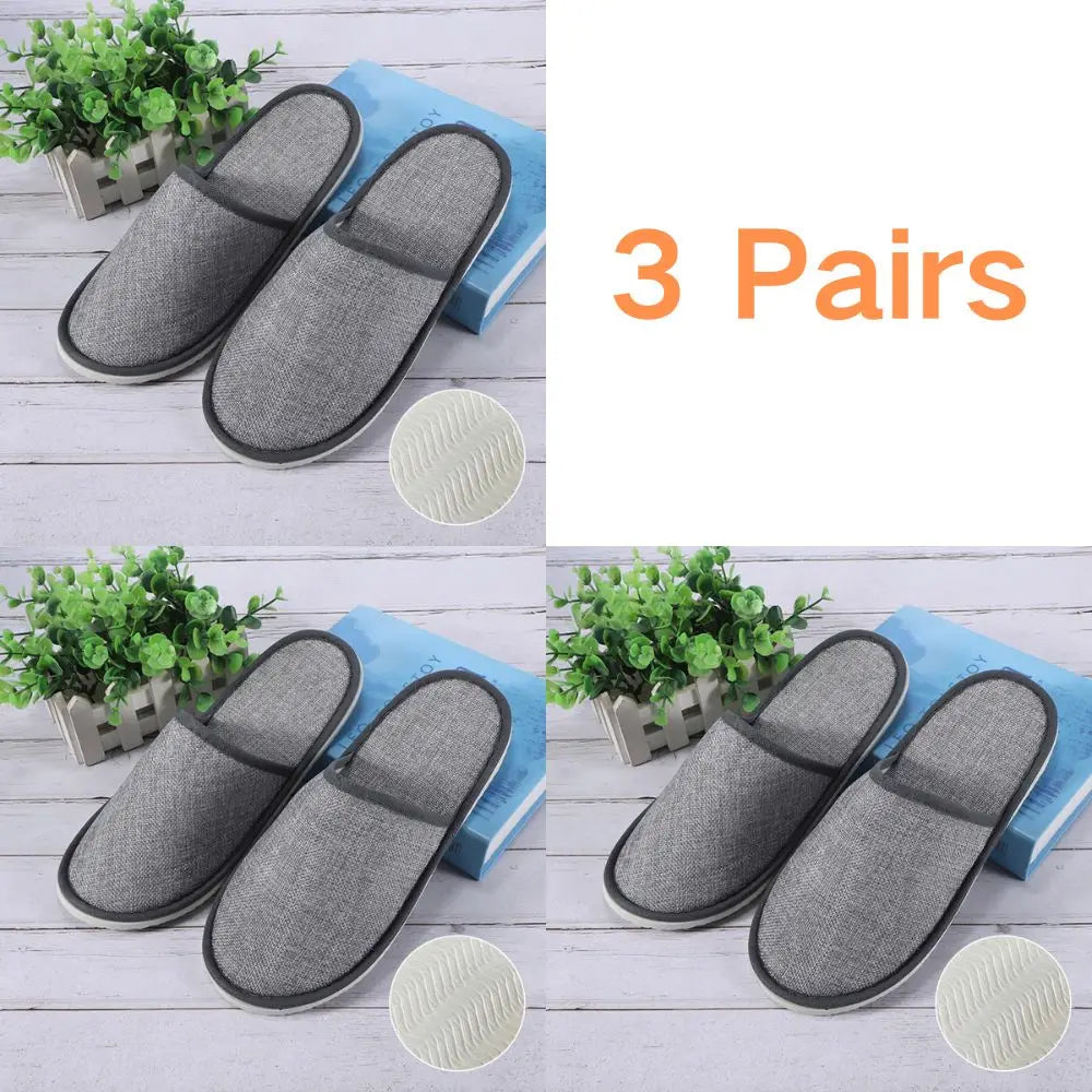 3 Pairs/Set Closed Toe Non-slip Hotel Slippers High Quality Disposable Hotel Bathroom Slippers Indoor Guest Travel Slippers Hot