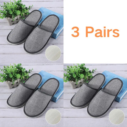 3 Pairs/Set Closed Toe Non-slip Hotel Slippers High Quality Disposable Hotel Bathroom Slippers Indoor Guest Travel Slippers Hot