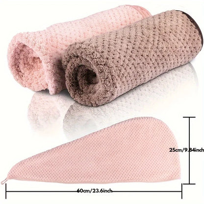 Hair Dry Turban Towel Wraps Solid Color Dry Hair Cap Quick Drying Towel Unisex Soft Bath Head Wraps