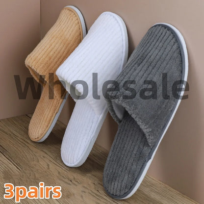 Hot 3/1 Pairs Non-slip Disposable Hotel Slippers Top Quality Thickened Bathroom Slippers Guest Travel Slippers SPA Guest Slides