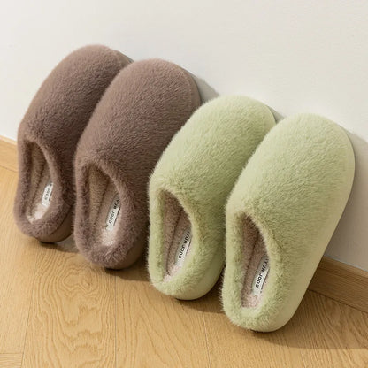 Winter Soft Plush Slippers Warm Skin Antislip Thick 4CM EVA Sole Comfortable