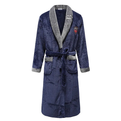 Winter New Coral Fleece Sleepwear Couple's Sleeping Robe Women's Home Clothes Bathrobe Men's Oversize Flannel Thickened Yukata