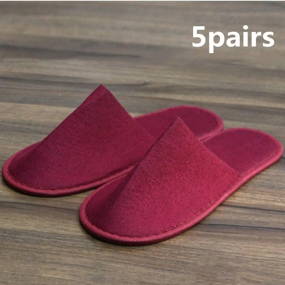 5Pairs Disposable Slippers Hotel Travel Slipper Party Home Guest Men Women Unisex Closed Toe Anti-slip Slippers Sanitary Sandals