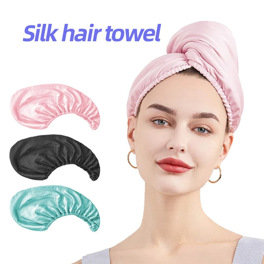 Lady Silk Dry Hair Cap Satin Soft Microfiber Double Sided Usable Shower Hair Towel