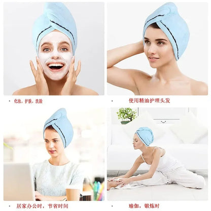 Quick-dry Hair Towel Women Hair Drying Hat Cap Hat Bath Hat Microfiber Solid Towel Cap Super Absorption Turban Hair Dry Cap