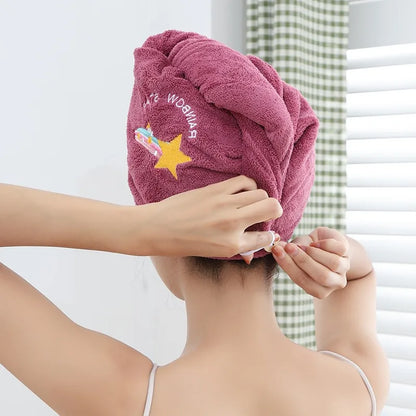 1pc Quickly Dry Hair Hat Super Absorbent Soft Bathroom Women Head Towels Girls Cute Hair Towel Hair Dry Wrap Bonnets