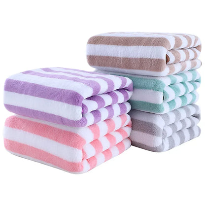 1PC 35x75cm Stripes Absorbent Quick Drying Bath Towel Sets Soft Adults Face Hand Towels Bathroom Microfiber Swim Bath Towels