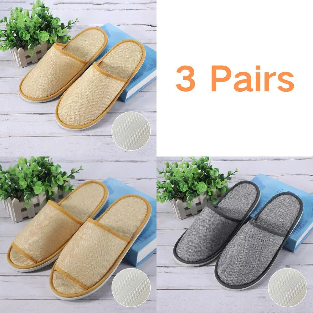 3 Pairs/Set Closed Toe Non-slip Hotel Slippers High Quality Disposable Hotel Bathroom Slippers Indoor Guest Travel Slippers Hot