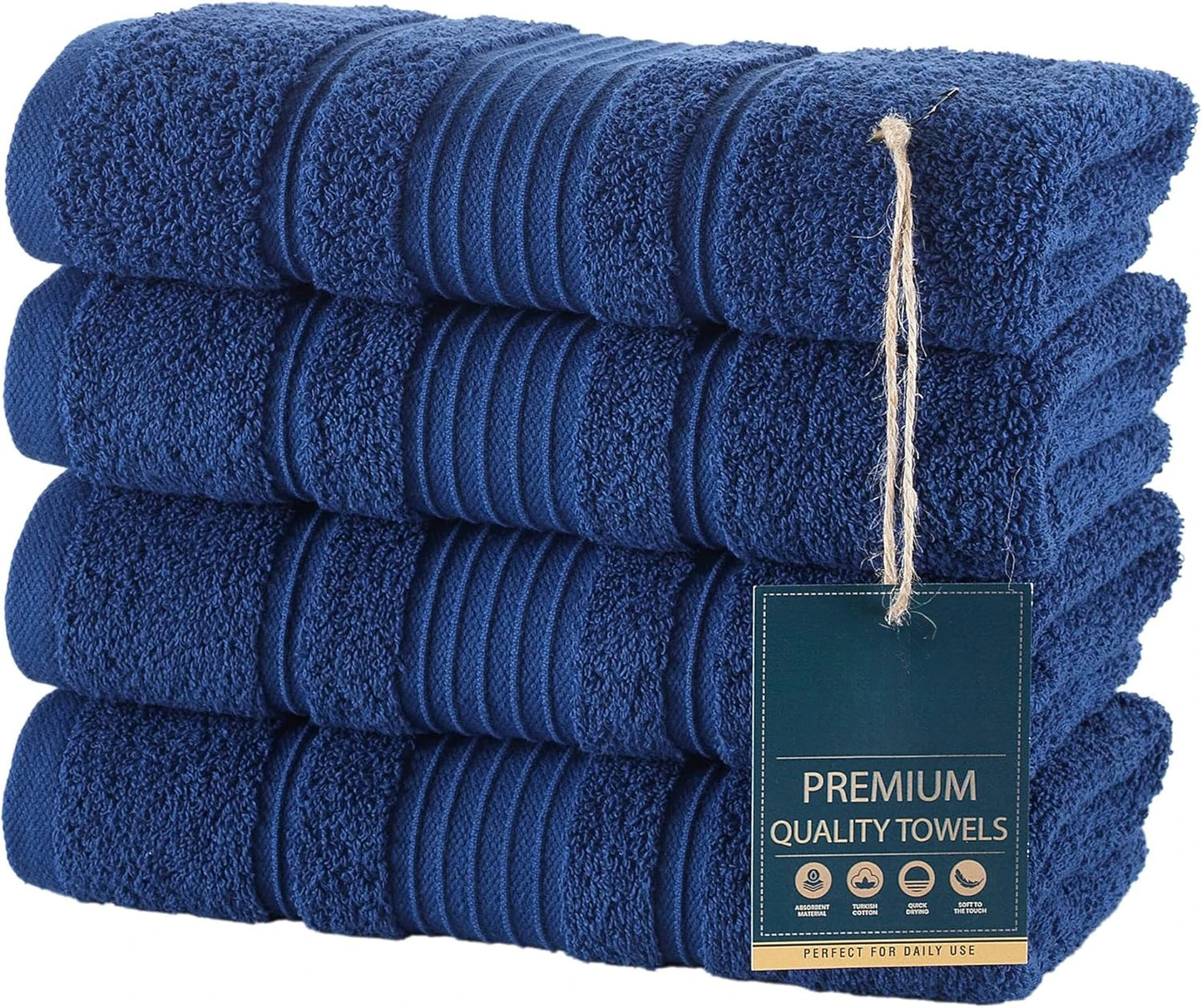 4 piece towels, 100% Turkish cotton quality bathroom towels