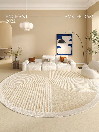 VIKAMA Crystal Velvet Round Carpet Living Room Sofa Carpet Study Soundproof Swivel Chair Cushion Waterproof and Non-Slip