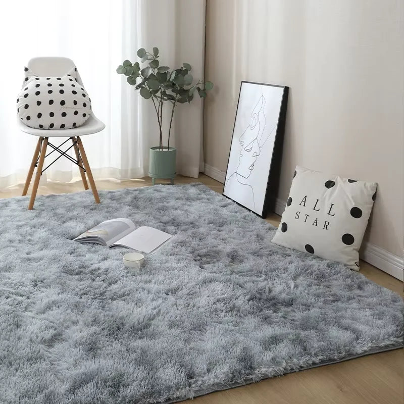Plush carpet non-slip home decoration carpet soft carpet modern girly style living room gray carpet bedroom floor fluffy mat